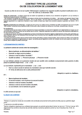 Modèle de contrat type de location conforme Loi ALUR 2026 gratuit