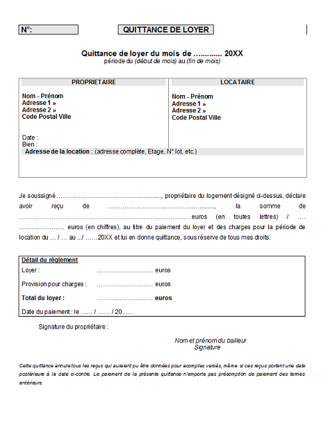 Quittance de loyer gratuite