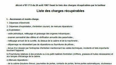 Télécharger la liste des charges récupérables