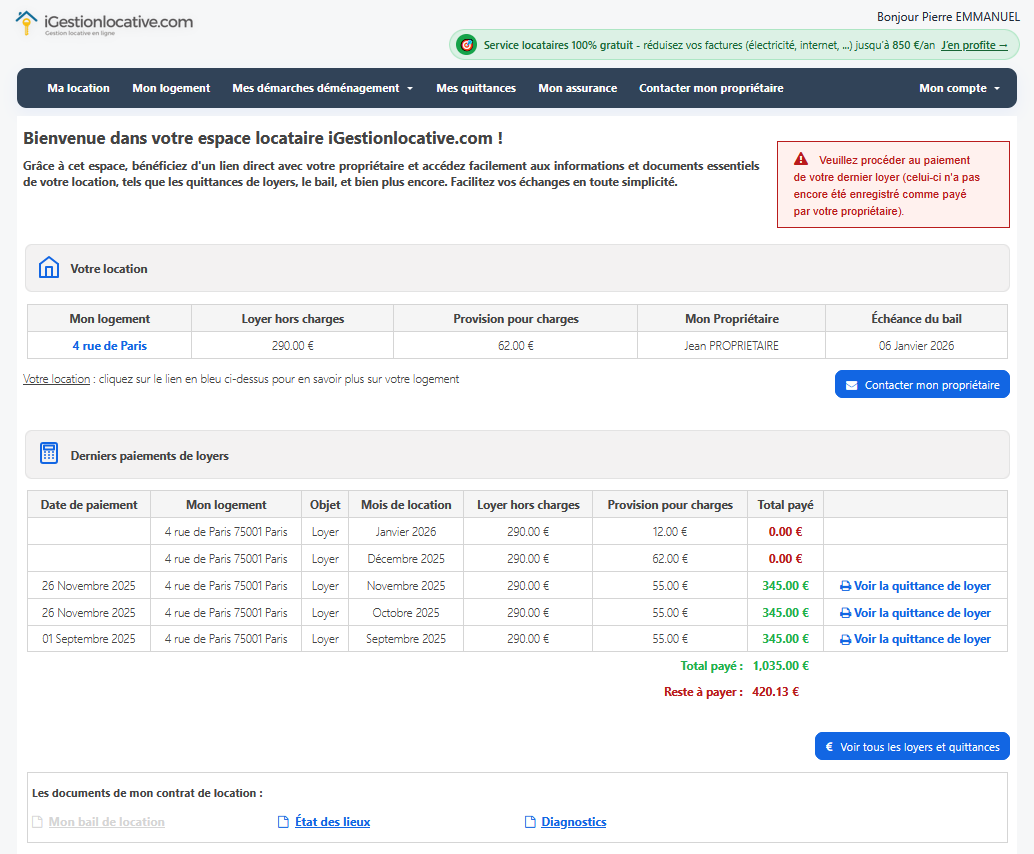 Le compte gratuit pour locataires